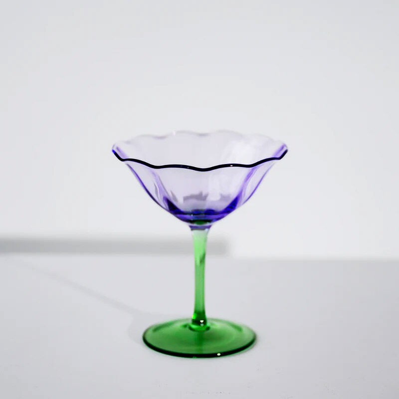 Home Lab Fleur Cocktail Coupe Green Lilac Set Of 4 image number 1